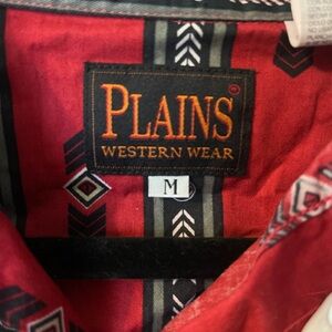 Plains Western Wear Red Pearl Snap (M)